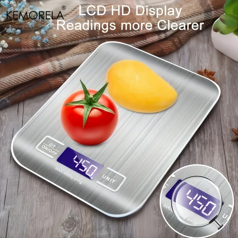 משקל נירוסטה אלקטרוני למטבח. עד 5 או 10 KG