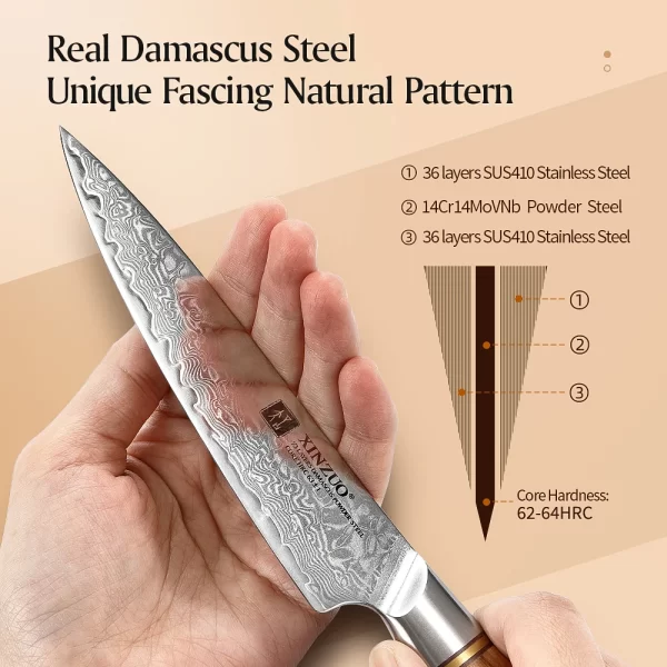 סט סכיני מטבח יוקרתיות מסדרת XINZUO  ידית נדן מעץ זית.