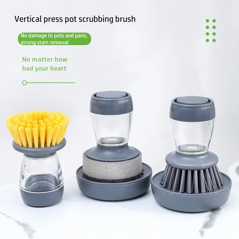 Soap Dispensing Palm Brush Kitchen Wash Pot Dish Brush Washing Utensils With Liquid Soap Dispenser Household Cleaning Accessorie