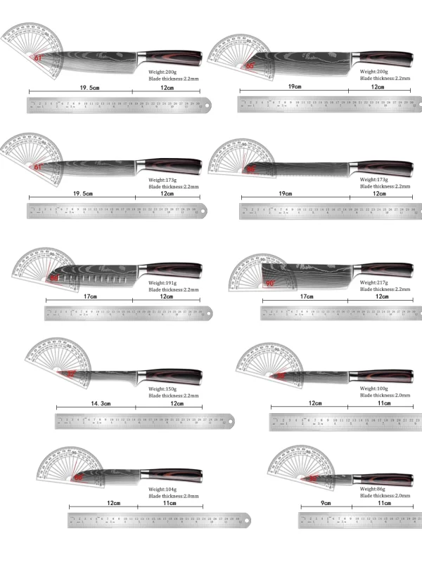 מגוון סכיני מטבח יפניים איכותיים מאוד. ידית עץ יוקרתית. של חברת XITUO.