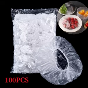 100 שקיות ניילון עם גומי לכיסוי ואחסון מזון. 100/50/20pcs