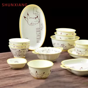 סט כלים קרטוני פוקימון עם פיקachu – קערה וצלחת
