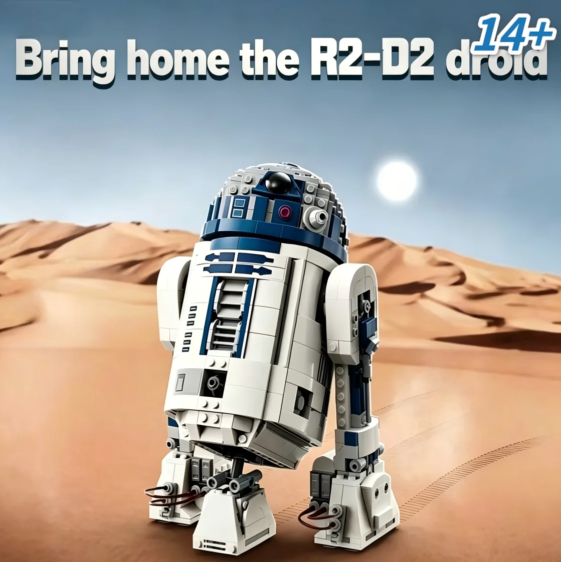 קוביות בנייה R2-D2 1050PCS על שולחן עבודה