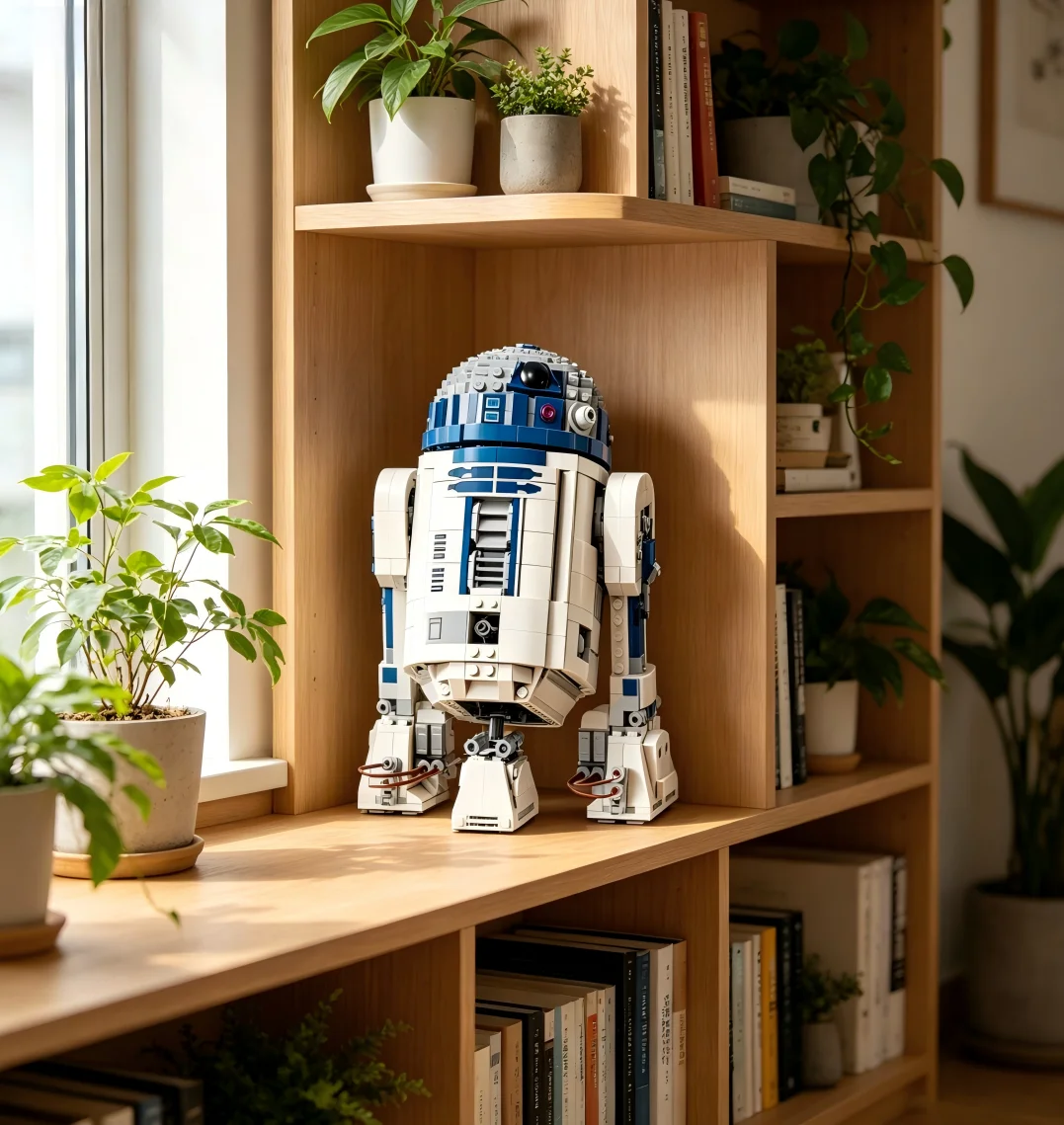 קוביות בנייה R2-D2 1050PCS על שולחן עבודה