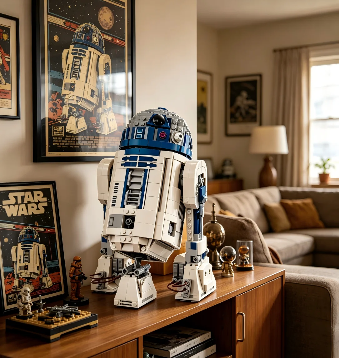 קוביות בנייה R2-D2 1050PCS על שולחן עבודה